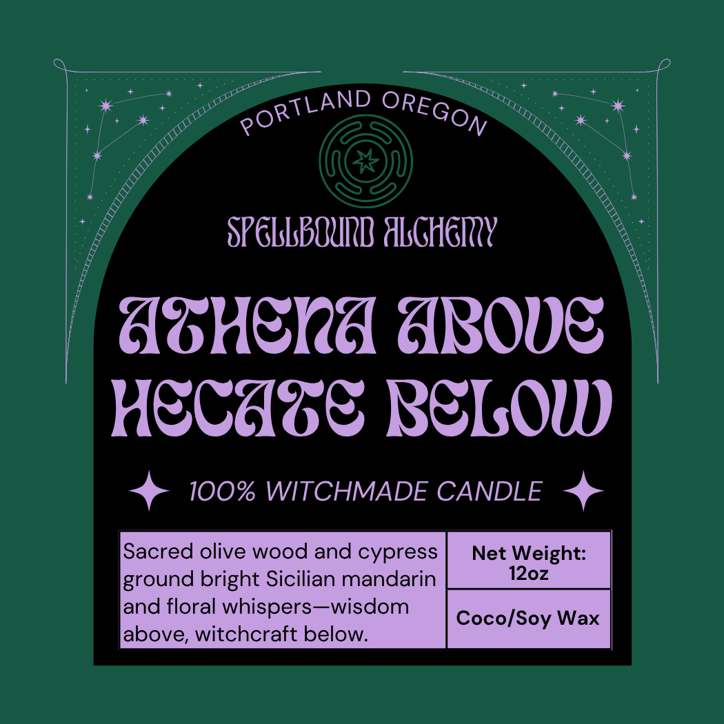 Athena above, Hecate below (Tin Candle)