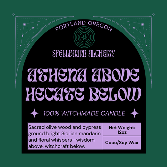 Athena above, Hecate below (Glass Candle)